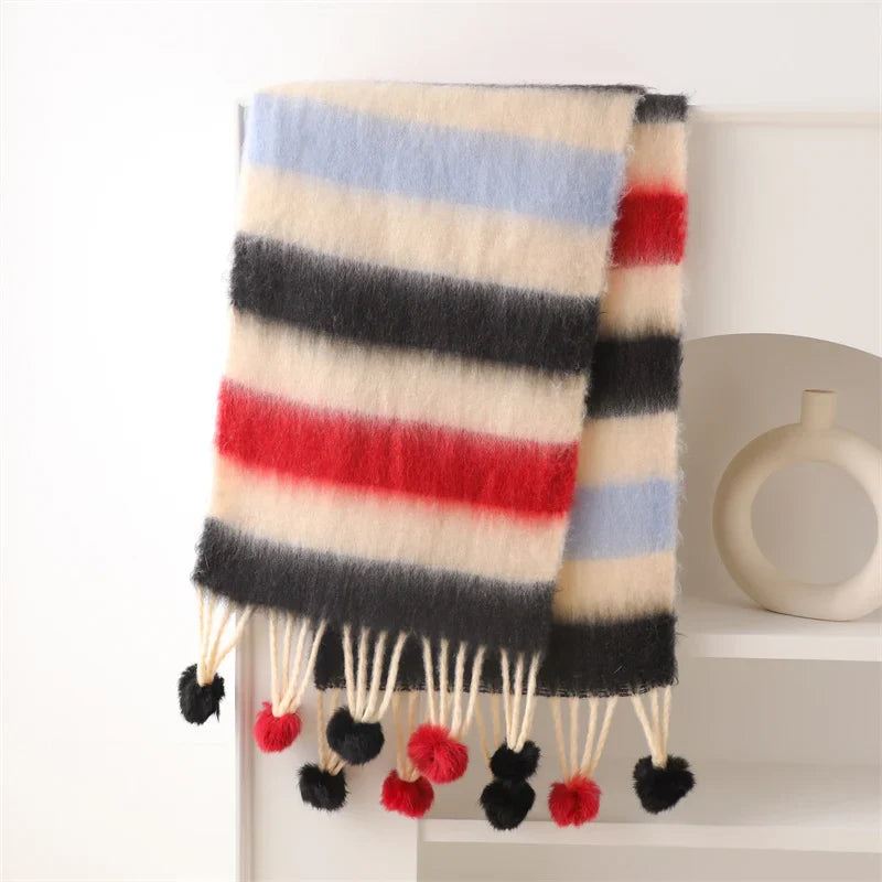 2024 Winter Multicolor Cashmere Loop Yarn Pashmina Scarf Scarfs-L