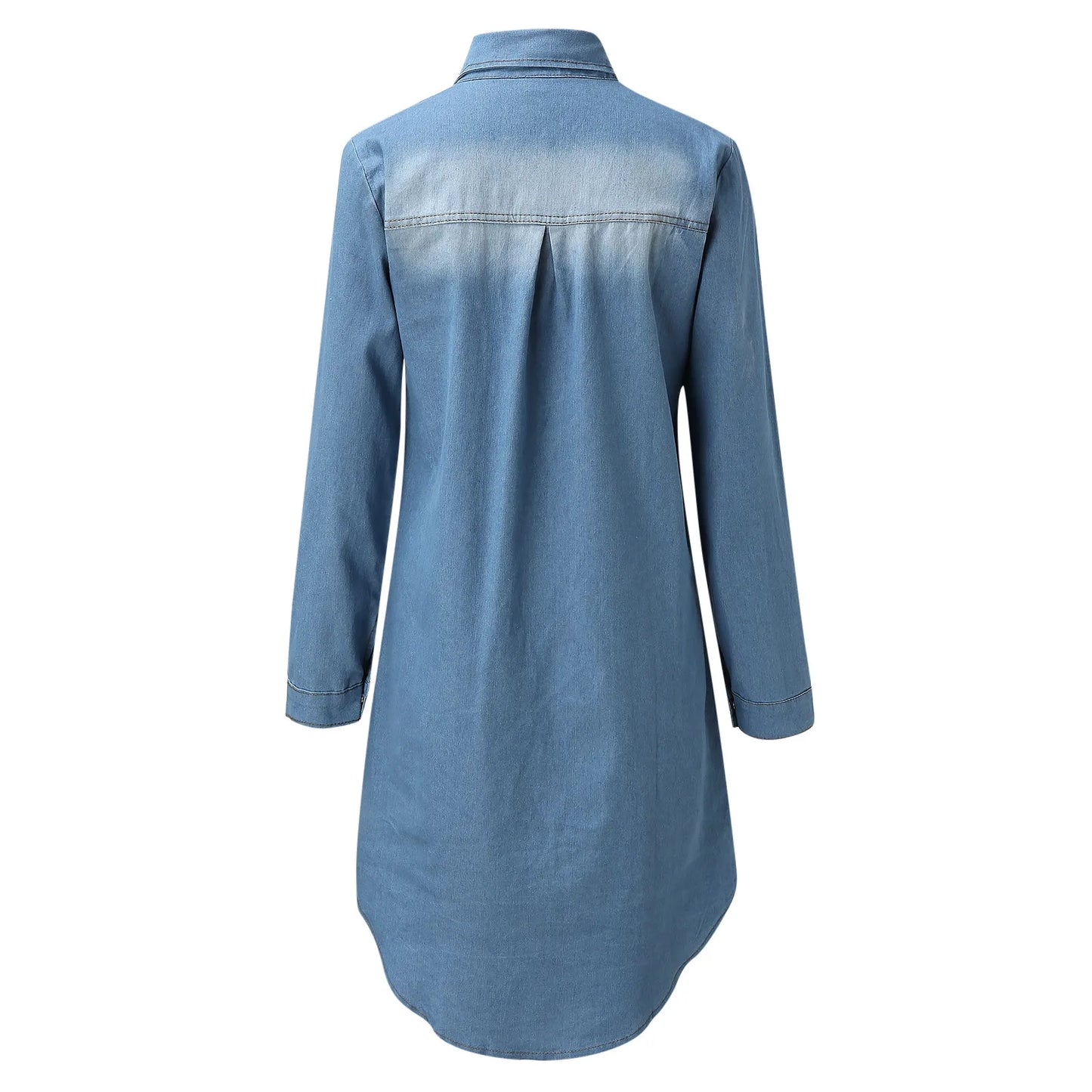FashionSierra - Fashionable Short Sleeve Midi Denim Slim Pockets Zipper Casual Party Summer Dress