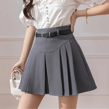 FashionSierra - 2024 New Fashion High Waist Pleated Mini Women Spring Summer A-line Skater Korean Students Short Skirt