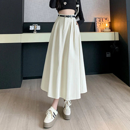 FashionSierra - New High Waist A-line Casual Mid-length Umbrella Ladies Fashion Skirt