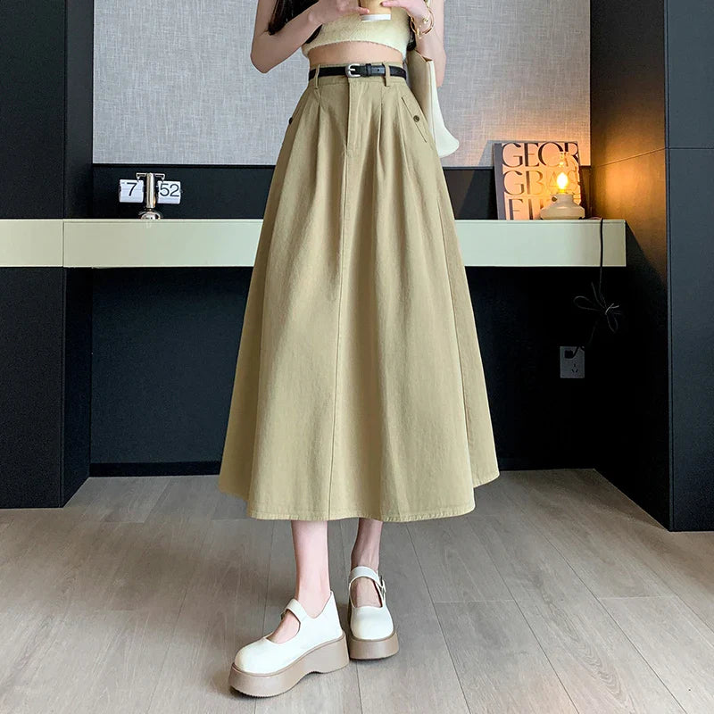 FashionSierra - New High Waist A-line Casual Mid-length Umbrella Ladies Fashion Skirt