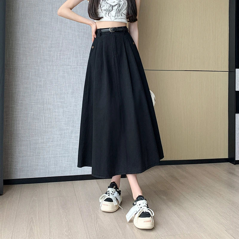 FashionSierra - New High Waist A-line Casual Mid-length Umbrella Ladies Fashion Skirt