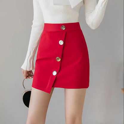 FashionSierra - 2024 New Spring Summer Women Package Hip Fashion Single Breasted High Waist Mini Ladies Sexy Bodycon Stretch Skirt