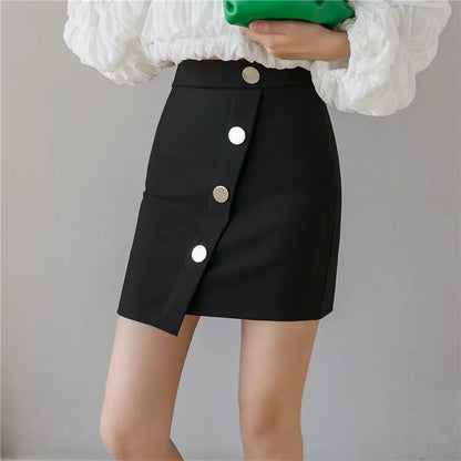 FashionSierra - 2024 New Spring Summer Women Package Hip Fashion Single Breasted High Waist Mini Ladies Sexy Bodycon Stretch Skirt