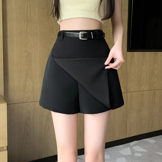 FashionSierra - Spring Fashion High Waist A-line Korean Casual Suit Culottes Shorts