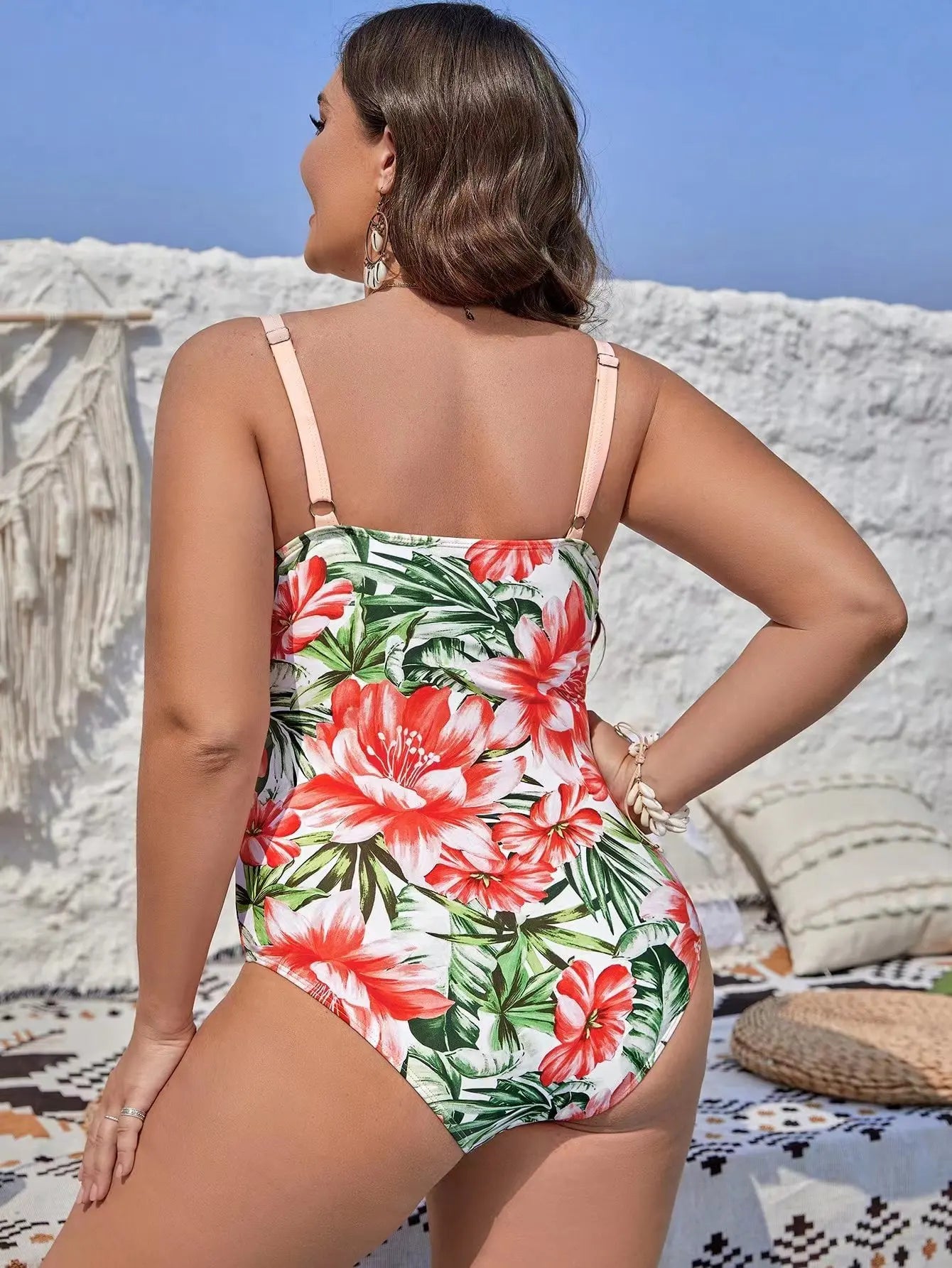 FashionSierra - 2024 Elegant Cross Strap Sexy Lace Up Plus Size Swimsuits