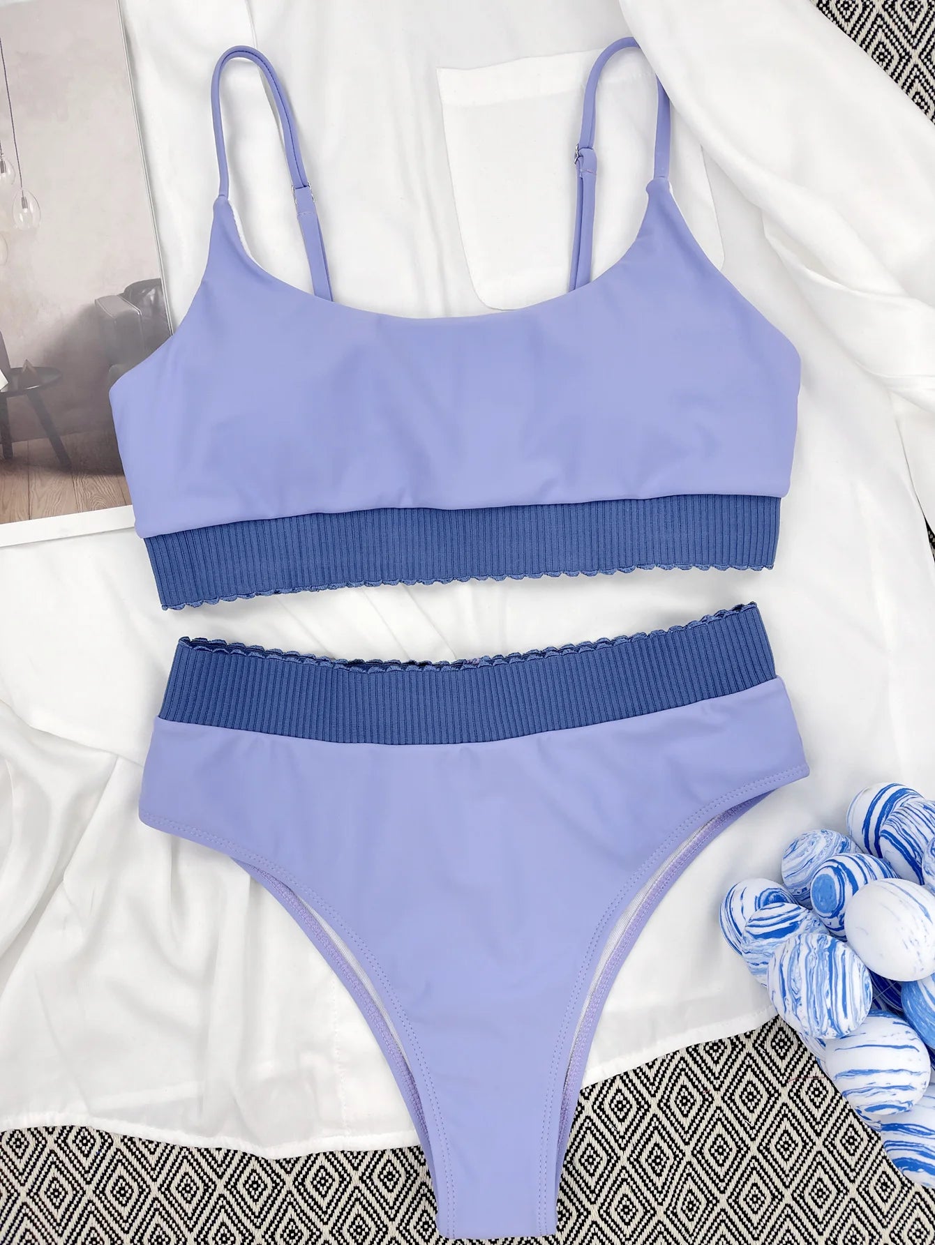 FashionSierra - 2024 Solid Bandeau  Elastic Corset Wrapped Basic Swimsuits
