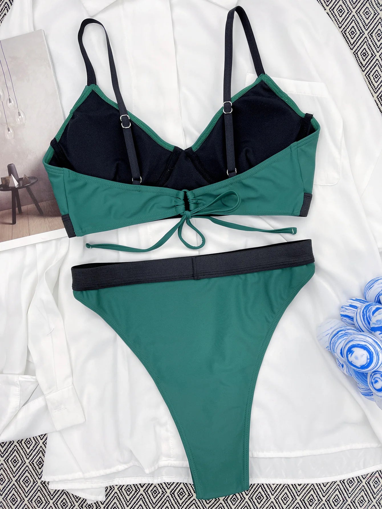FashionSierra - 2024 Mid-Waist U-bra Underwired Solid Basic Swimsuits