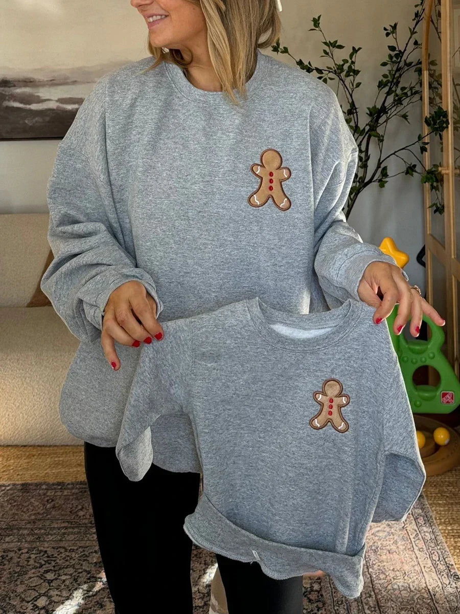 Loose Oversized Gingerbread Crew Neck Casual Christmas Hoodie Hoodies-L
