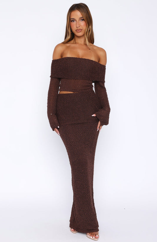 In Too Deep Knit Maxi Skirt Chocolate