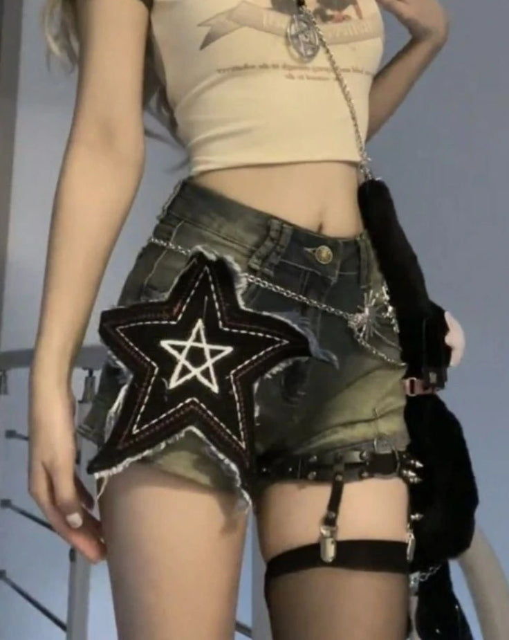Star Patch Denim Short black / S