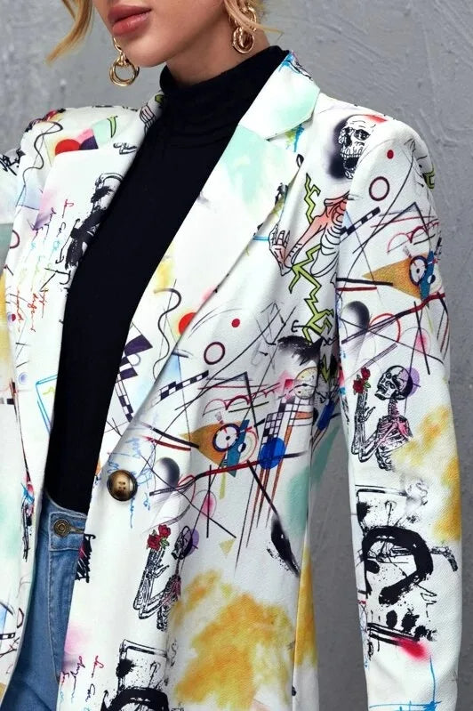 Graffiti Print Vintage Blazer