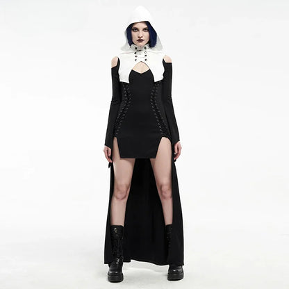 Women's Gothic Hooded  Irregular Long Sleeve Dress