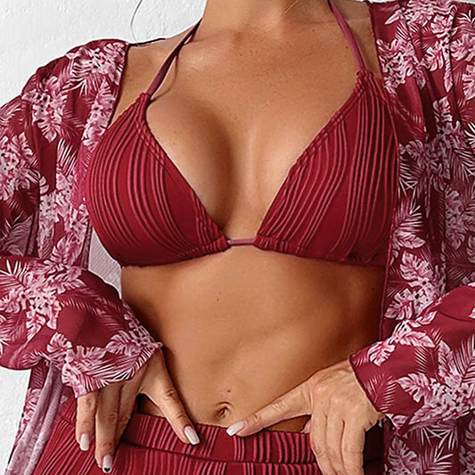 FashionSierra - Sexy Print High Waist Cover Up Swimwear Bikini Sets
