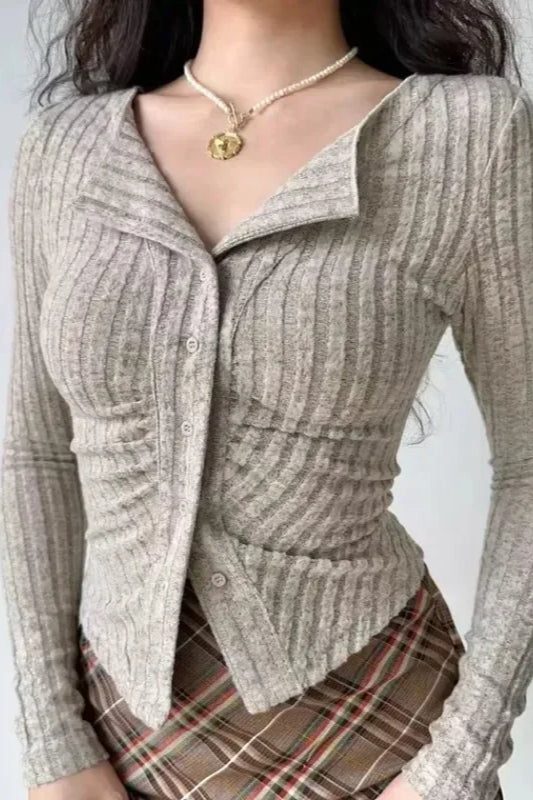 Vintage V-Collar Knit Cardigan