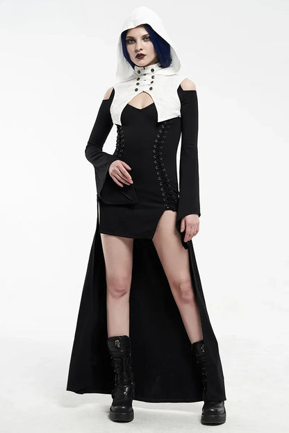 Women's Gothic Hooded  Irregular Long Sleeve Dress