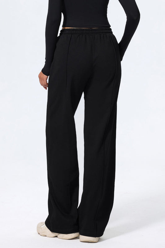 Relaxed Straight Leg  High Waist Knit Pants
