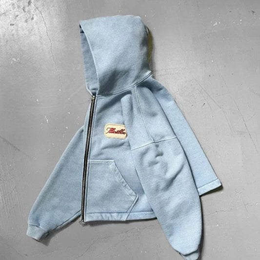 Embroidered Patch Loose Hoodie