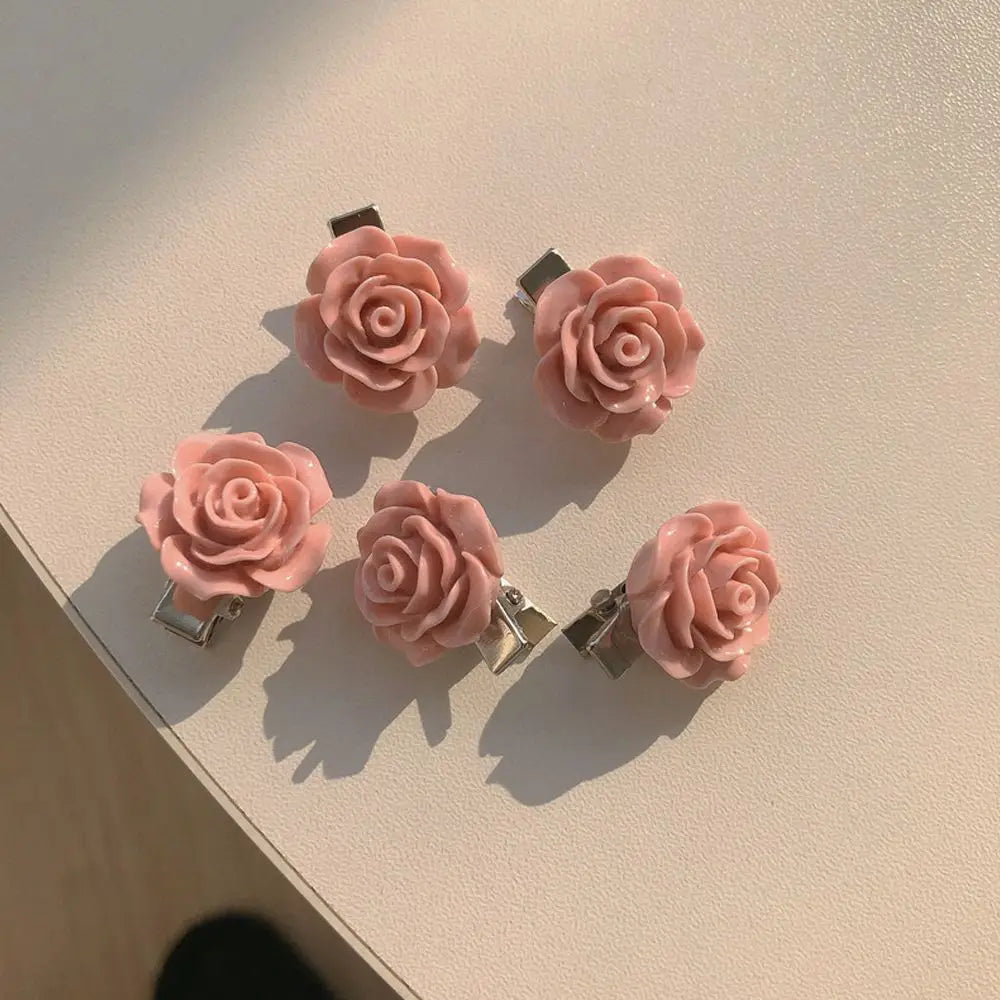 Pink Rose Flower Heart Hair Accessory Pink 2 Accessories-L