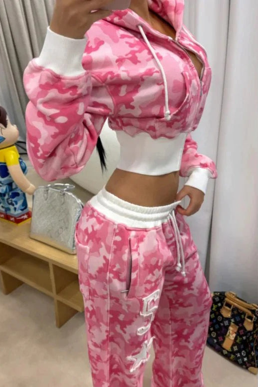 Retro Camouflage Slim Fit Hoodie