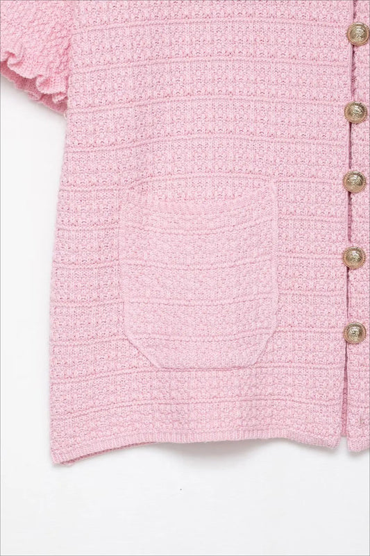 Solid Knit Short Sleeve Cardigan