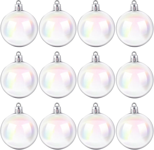 Iridescent Plastic Clear Bubble Hanging Ornaments - 24 Pcs, 1.57 Inch