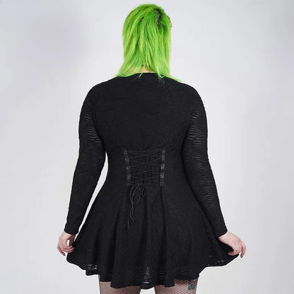 Plus Size Punk Long Sleeve Plus Size Gothic Cut-out Dress