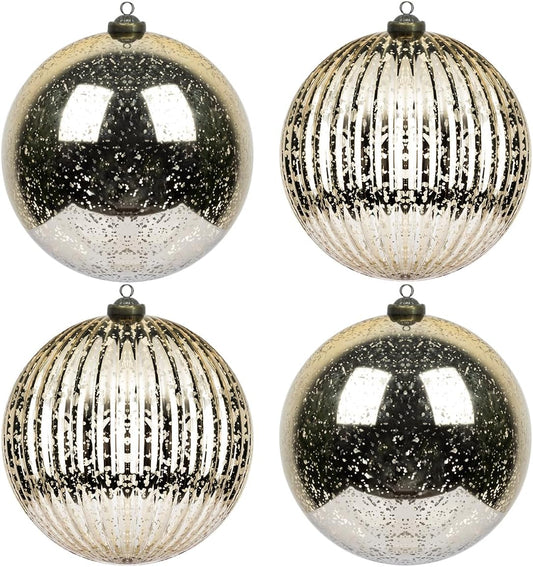 Red Christmas Ball Ornaments - Set of 4 - Shatterproof Vintage Mercury Balls