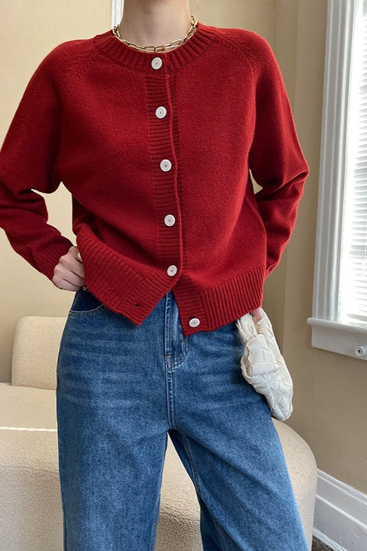 Jade Button Raglan Christmas Cardigan