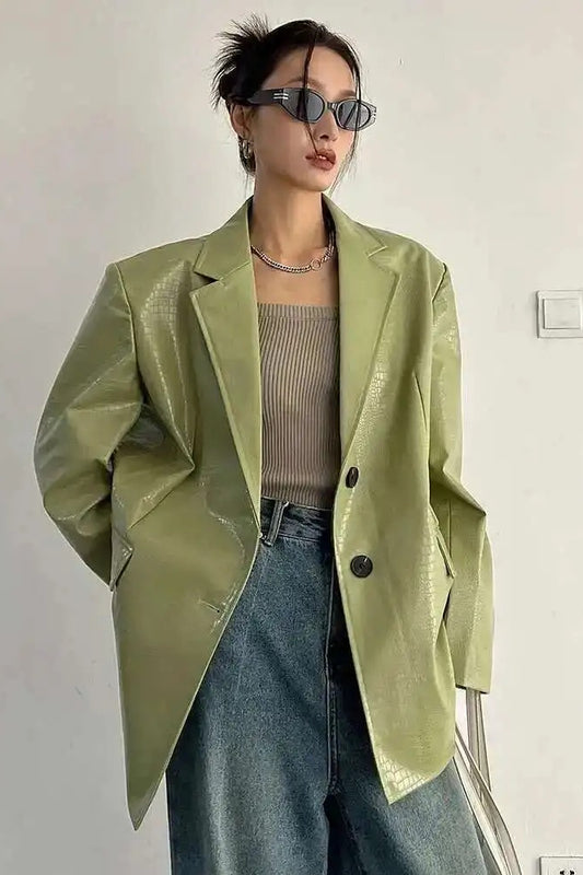 PU Leather Oversized Casual Blazer