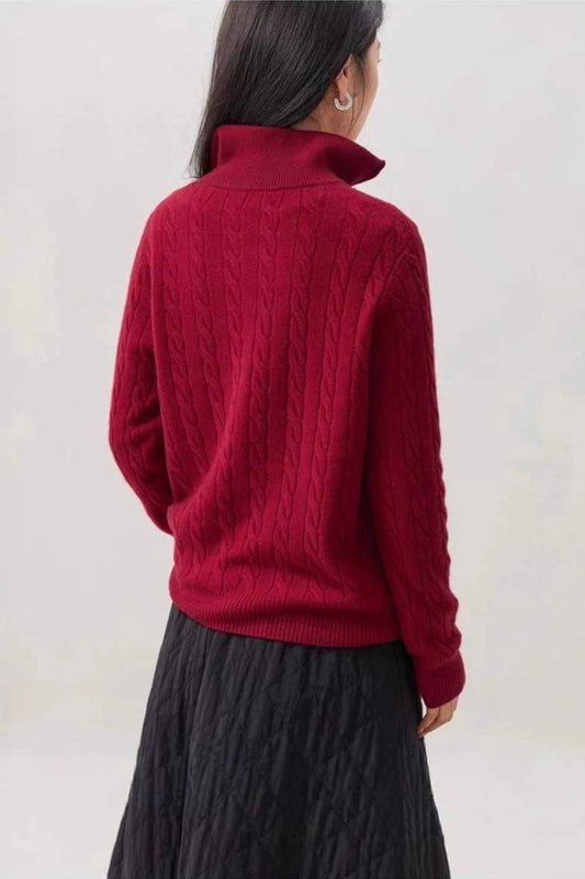 Cable Knit Half Zip Sweater