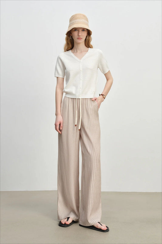 French Knit V-Neck Short Sleeve Cardigan