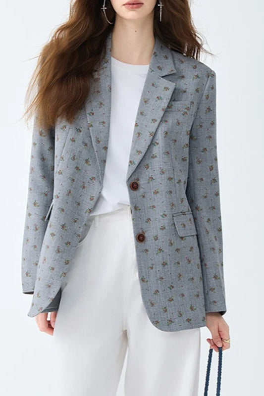Printed Longline Casual Blazer