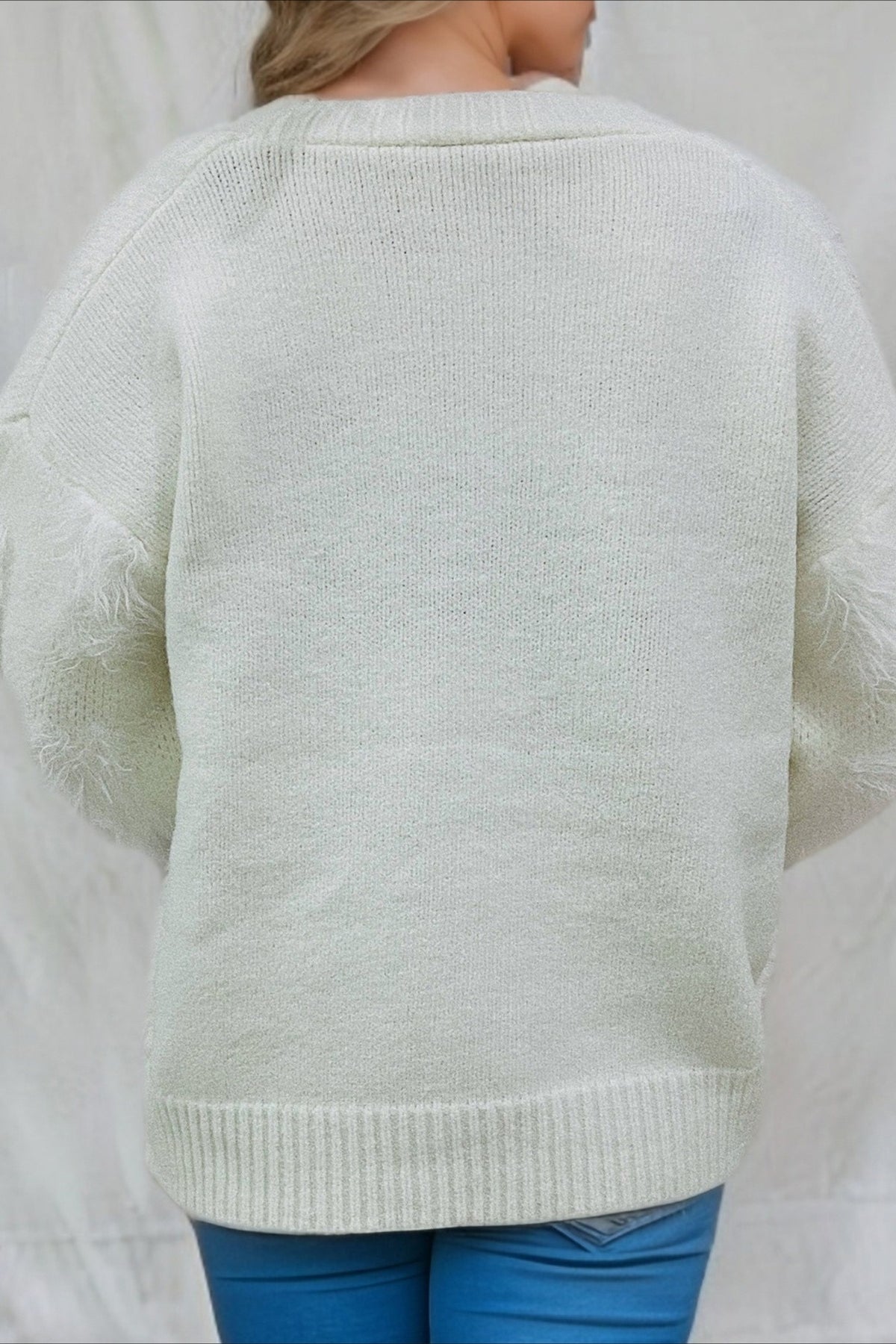 Christmas Mink Fleece 3D Trim Single-Breasted Cardigan Sweater