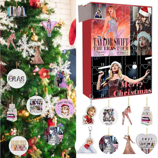 Advent Calendar Keychain - 24 Day Countdown - Cute Cartoon Tay-lors Ornament - Xmas Gift Idea