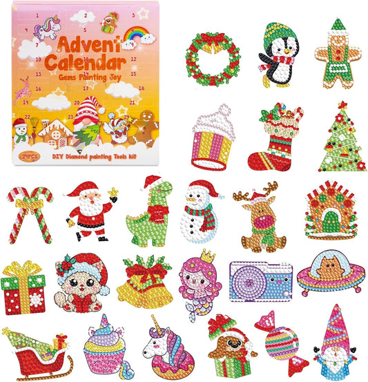 2024 Advent Calendar Diamond Painting Kits for Kids - Christmas Countdown Calendar - Arts and Crafts for Girls - DIY Gem Keychains - Gift Ideas for Girls Age 6-105