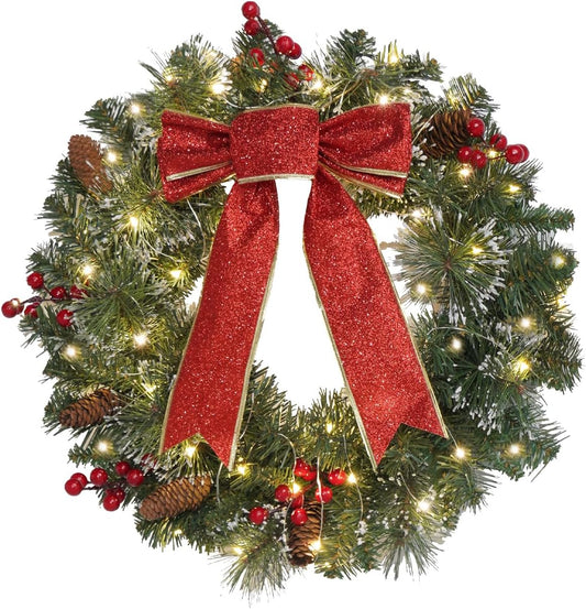 Christmas Door Wreath - 16-Inch Winter Decoration