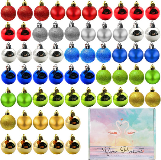 Colorful Shatterproof Christmas Balls Ornaments - 60 Pack for Xmas Tree and Holiday Decor