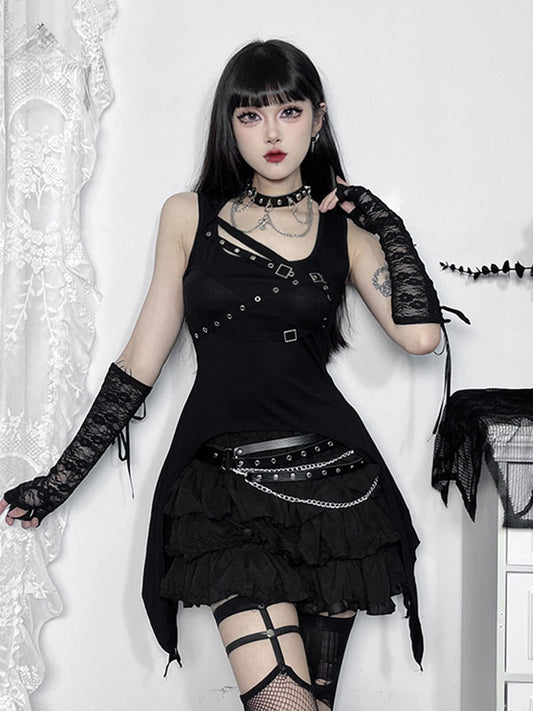 Gothic Irregular Harajuku Y2K Sleeveless Crop Top