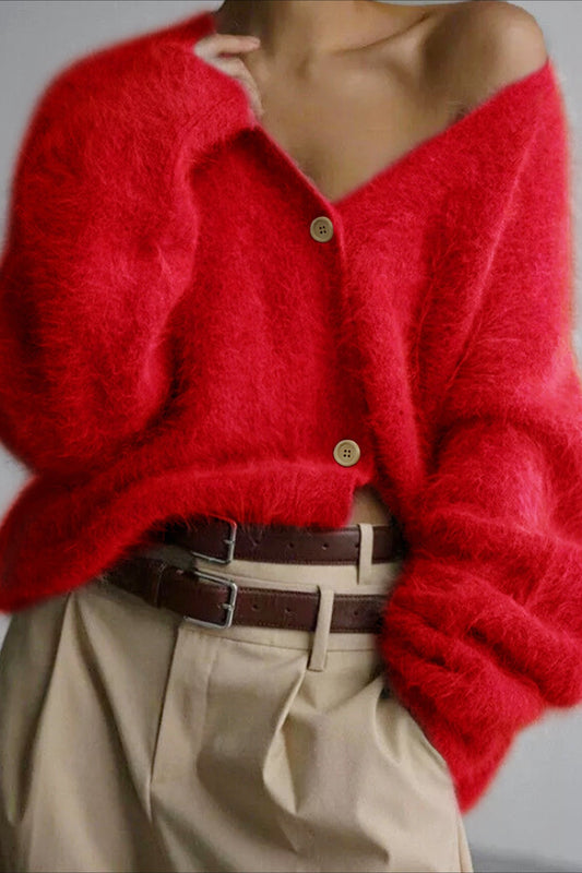 V Neck Button Long Sleeve Christmas Cardigan