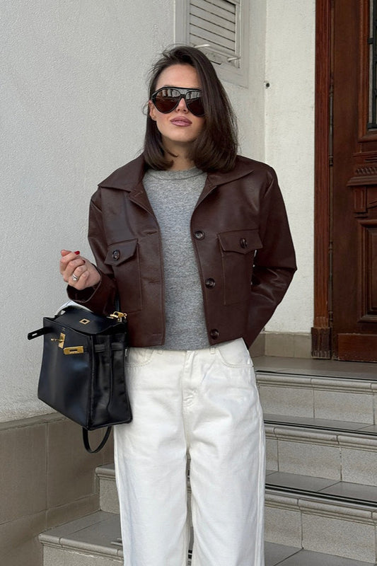 Loose Fit Retro Leather Jacket
