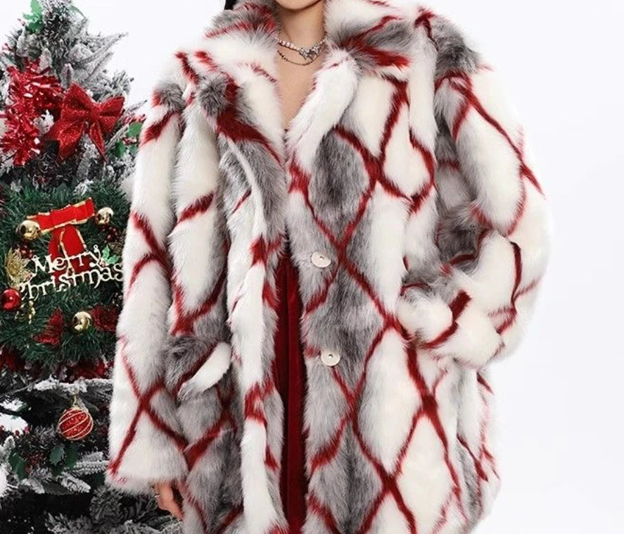 Faux Mink Fur Red Coat / S Coats-241208