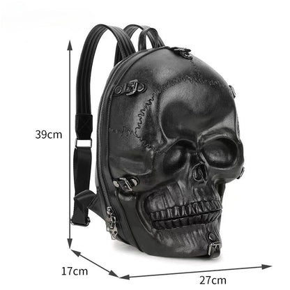 3D Skull Ghost Gothic Vintage Rivets Punk Travel Backpack Bag