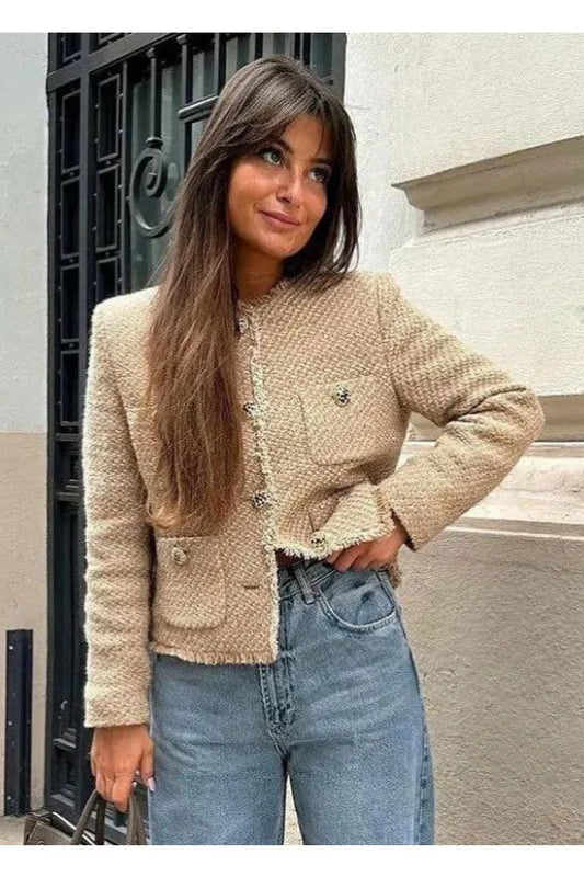 Tweed Button Front Jacket