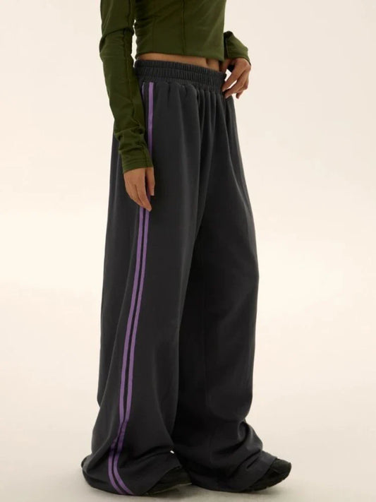 Women Y2K Vintage Stripe Wide Leg Oversize Jogging Streetwear Pants