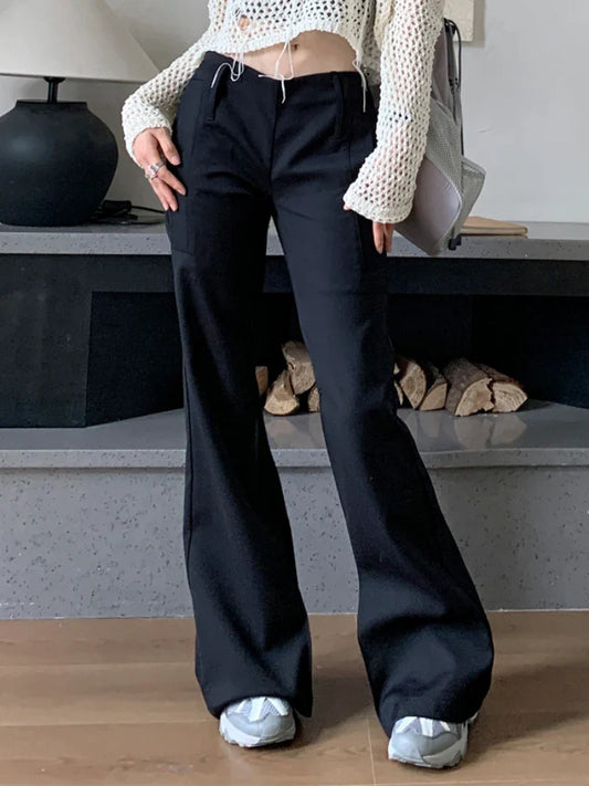 Flare Pants Women Y2k Fashion Low Waist Wide Leg Suit Pants