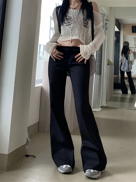 Flare Pants Women Y2k Fashion Low Waist Wide Leg Suit Pants