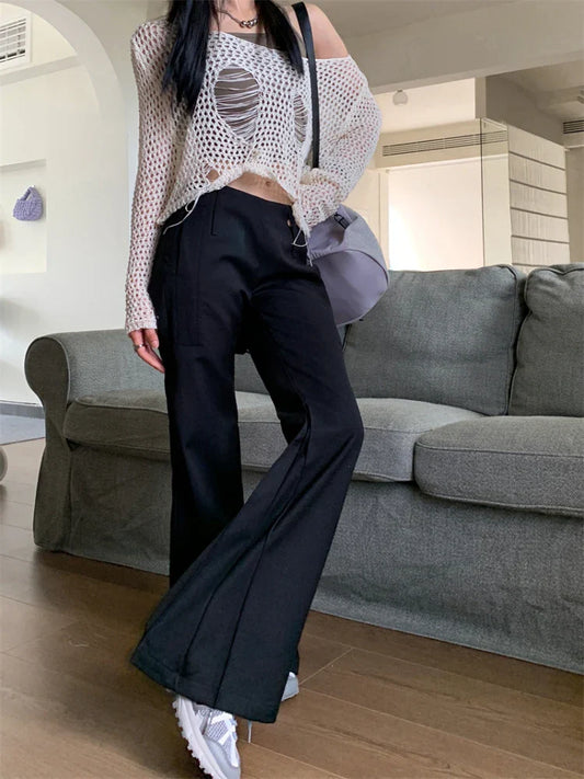 Flare Pants Women Y2k Fashion Low Waist Wide Leg Suit Pants