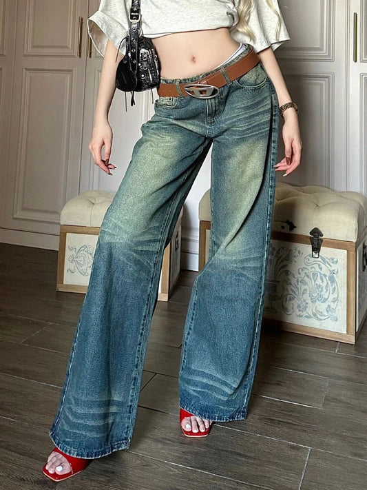 Jeans Women Y2k Fashion Baggy Style High Waist Wide Leg Denim Pants