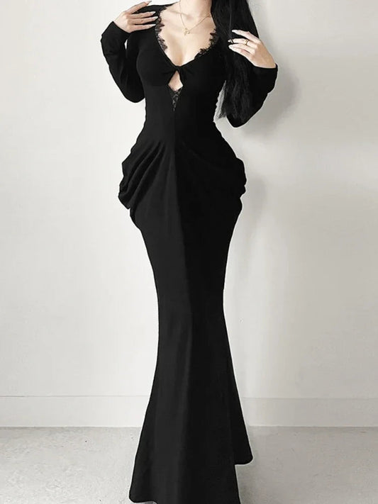 Graceful Lace Patchwork Corset Long Dress